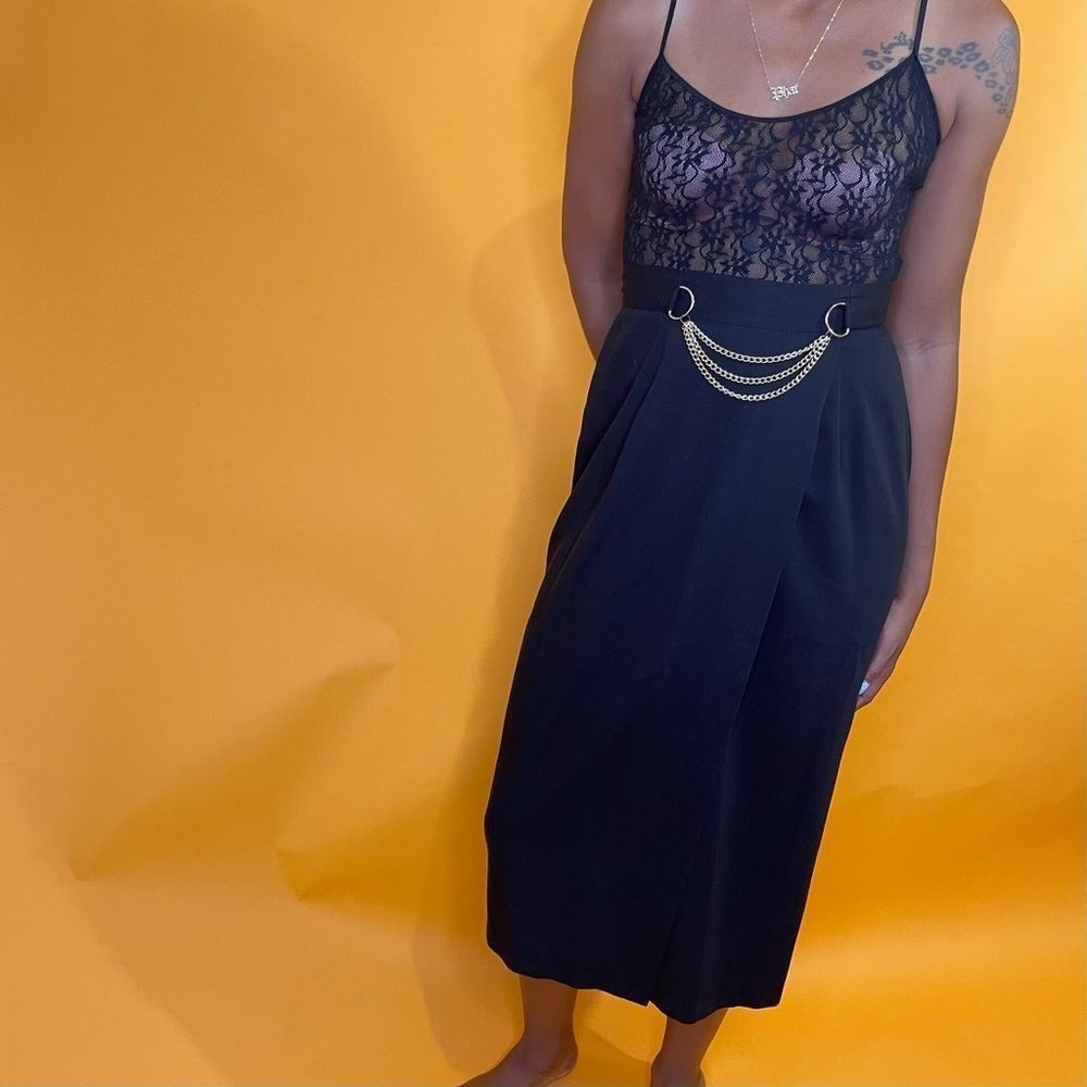 Vintage 90s high waist wrap skirt with gold chains